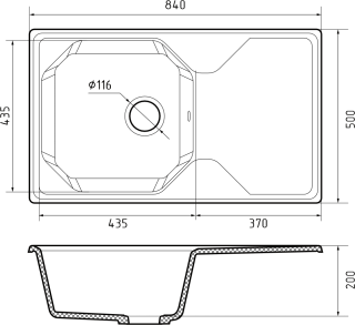 Мойка кухонная GranFest UNIQUE U-840L иней